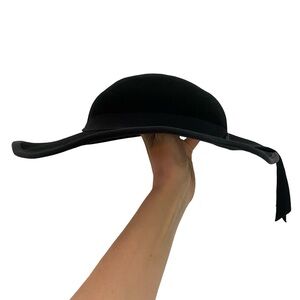 Bollman Hat Womens Small Black Vintage Wool Felt Doeskin Ribbon